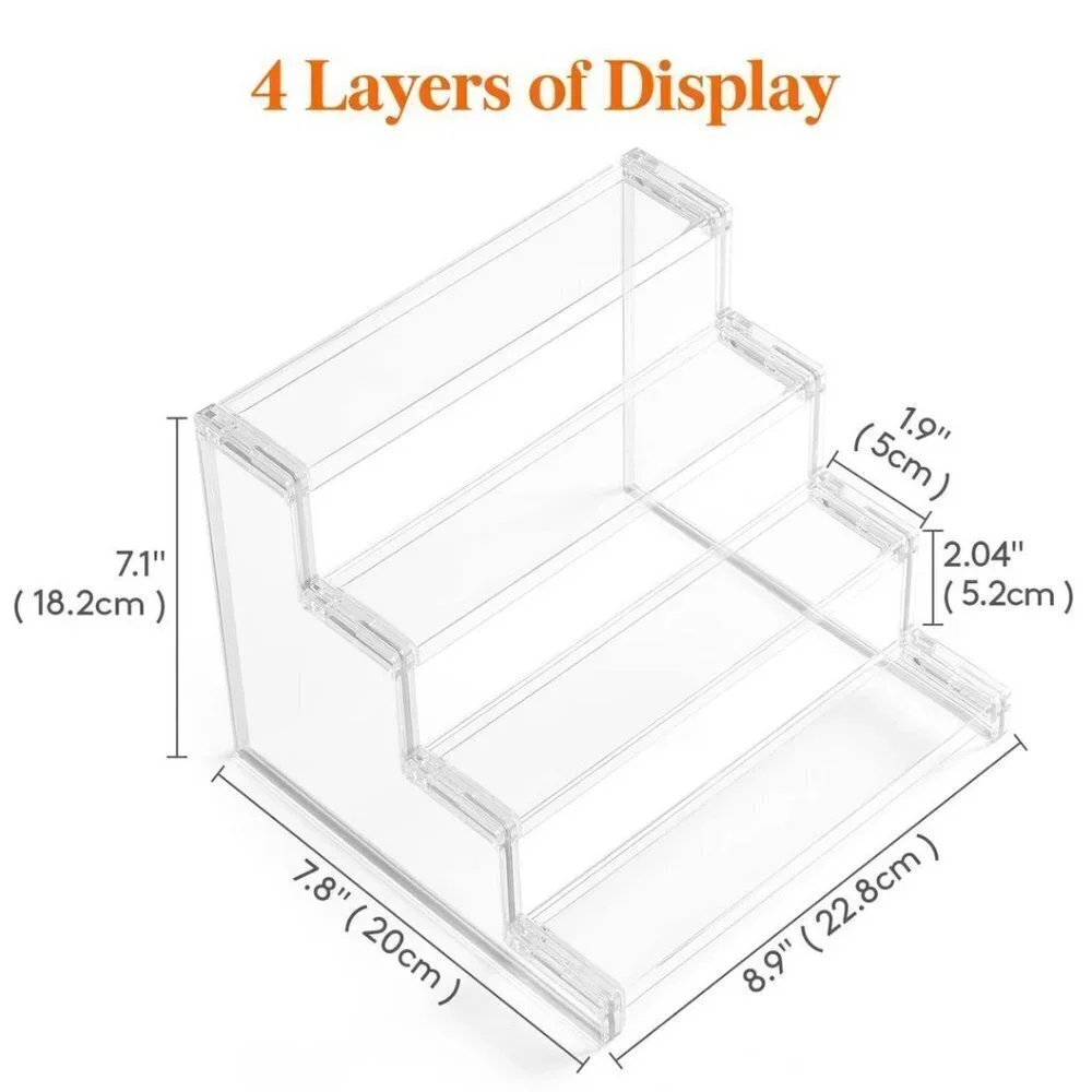 4 Tier Clear Display Risers Stand, Plastic Organizers for Figures - 9inch_2 pack